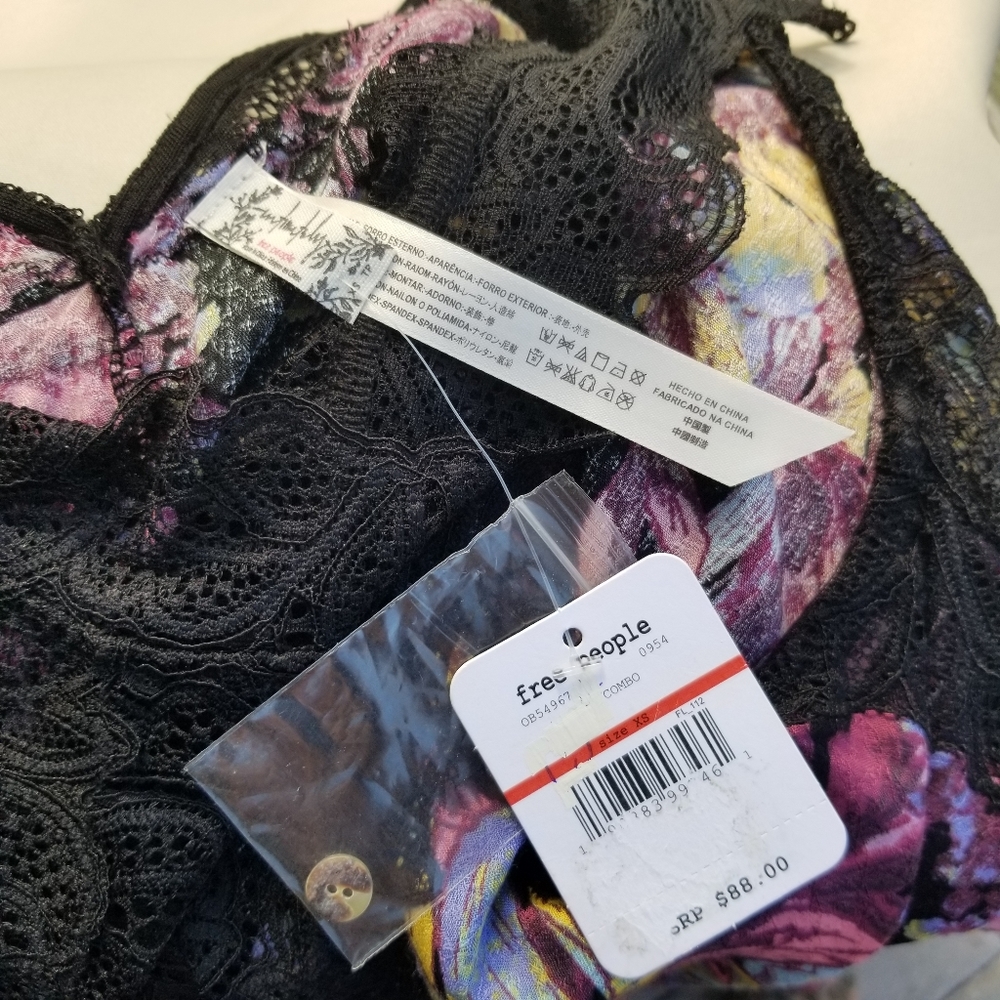 Free People Marsha Slip Dress Black Onyx Combo Sz S NWT - Picture 4 of 16